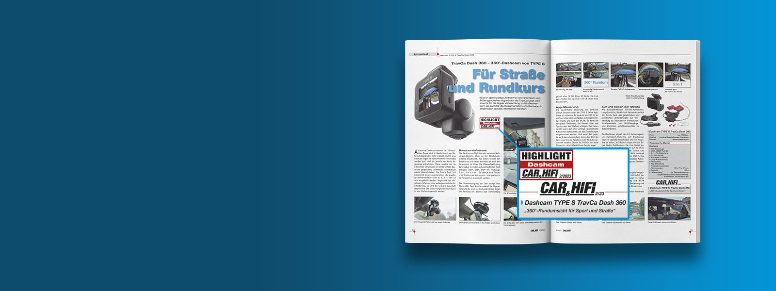 TravCa Dash 360 | Full HD Dashcam mit 360 Grad Rundum Blick - TYPE S® | Teil der Horizon Brands Group