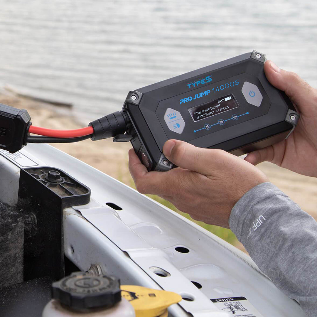 ProJump 14000S | Sichere Profi Starthilfe für Benziner und Diesel | Powerbank mit Arbeitsleuchte