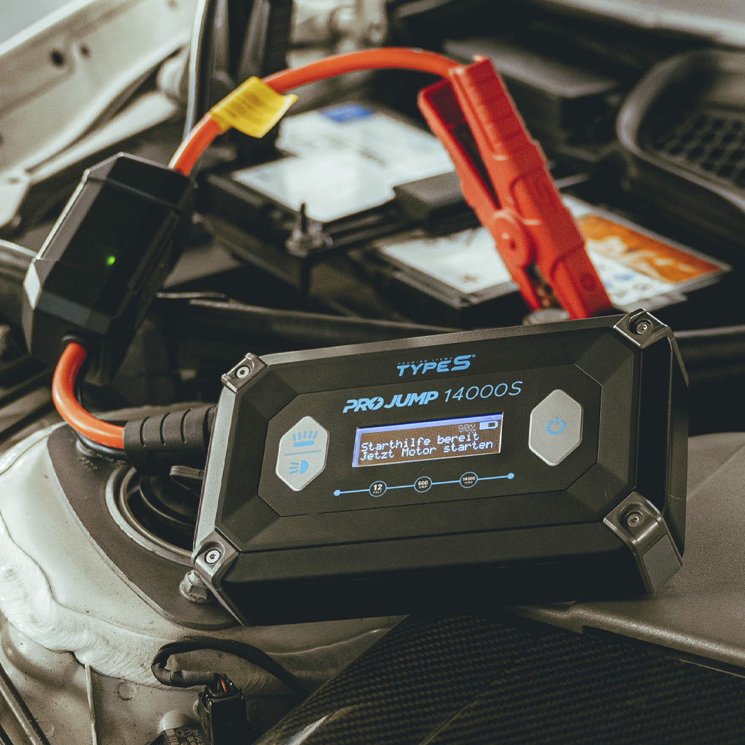 ProJump 14.000S | Sichere Profi Starthilfe für Benziner und Diesel sowie Powerbank mit Arbeitsleuchte - TYPE S