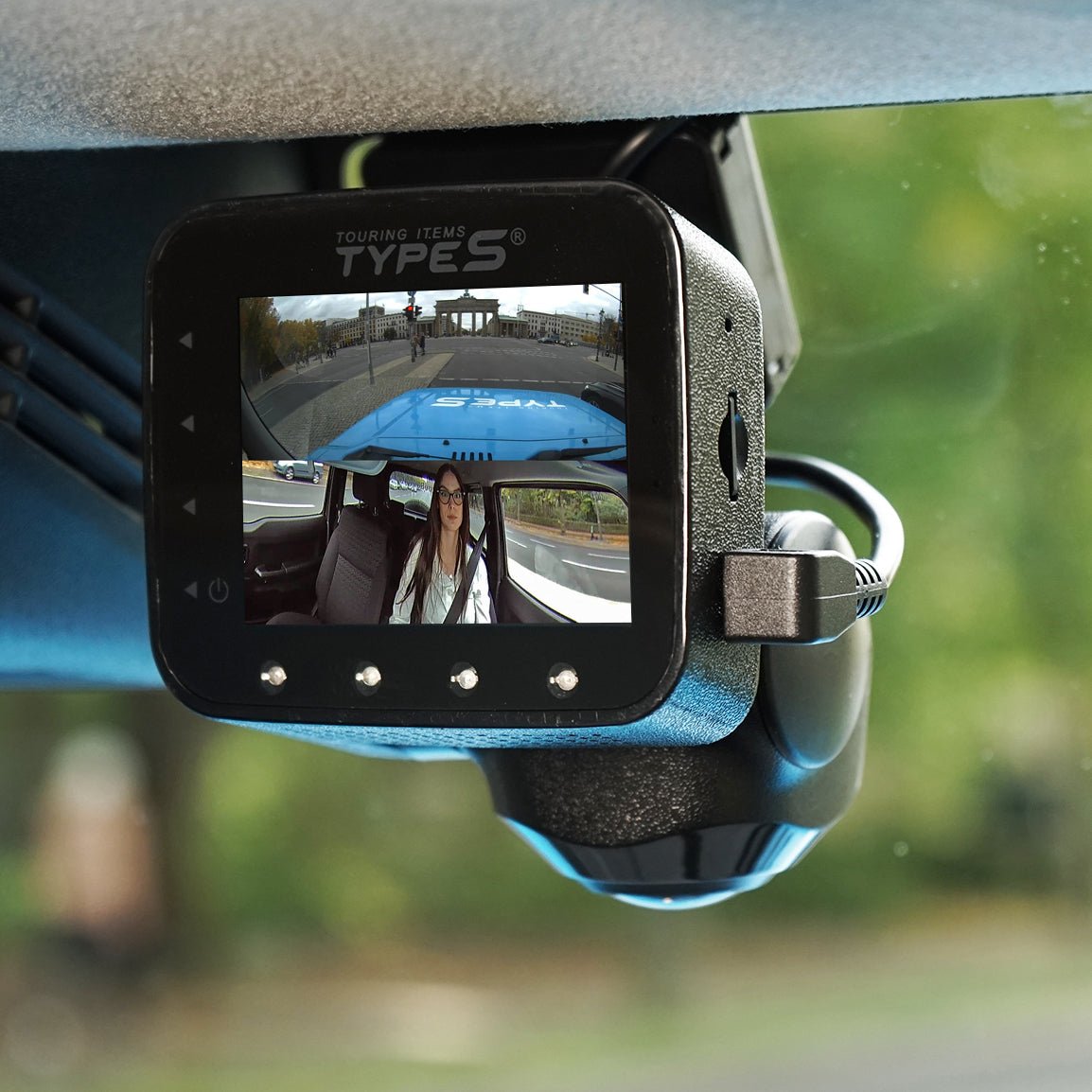 Vusddy 3 Kanäle Autokamera Dashcam 1080P, 360 Grad überwachung,  überwachungskamera Auto, Dash Camera Auto Vorne und Hinten mit 4 IR-Lampen,  2,5 Zoll